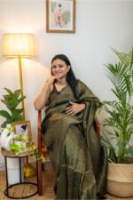 Mul Cotton Golden Striped Saree - Image 2