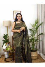 Mul Cotton Golden Striped Saree - Image 3