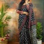 Pure Cotton Hand Block Dabu Printed Saree