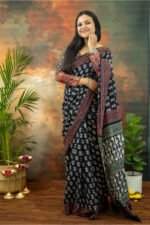 Pure Cotton Hand Block Dabu Printed Saree