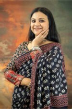 Pure Cotton Hand Block Dabu Printed Saree - Image 2