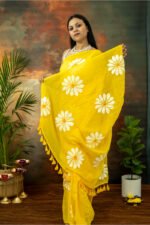 Handpainted Mul Cotton Saree - Image 4