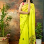 Pushpavalli Heavy Bullion Embroidery Flower Creeper Mul Cotton  Saree