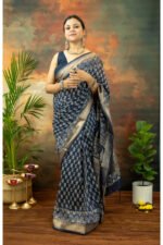 Handblocked Maheshwari Saree - Image 4