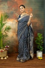 Handblocked Maheshwari Saree - Image 2