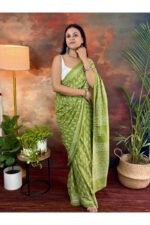 Pure cotton Jaipur Hand Block Printed Saree - Image 2