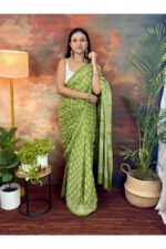 Pure cotton Jaipur Hand Block Printed Saree - Image 3
