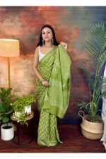 Pure cotton Jaipur Hand Block Printed Saree - Image 7