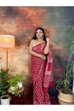 Pure Cotton Jaipur Hand Block Print Saree - Image 2
