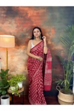 Pure Cotton Jaipur Hand Block Print Saree - Image 3