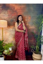 Pure Cotton Jaipur Hand Block Print Saree - Image 4