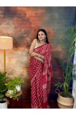 Pure Cotton Jaipur Hand Block Print Saree - Image 6