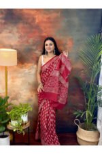 Pure Cotton Jaipur Hand Block Print Saree - Image 7