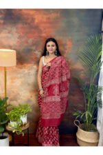 Pure Cotton Jaipur Hand Block Print Saree - Image 8