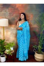 Pure Cotton Jaipur Hand Block Print Sarees - Image 4