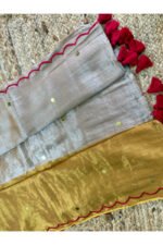 Half Golden & Half Silver Tissue Raga Saree with Ginni Work And Cutwork Border