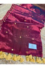 Tissue Raga Saree with Ginni Handwork & Cutwork Border - Image 3