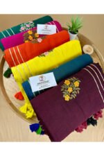 Mul Cotton Saree With Rich Gotapatti Border And Embroidery Work - Image 2