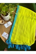 Solid Neon Mul Cotton Saree with Neon Border