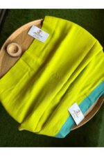 Solid Neon Mul Cotton Saree with Neon Border - Image 2