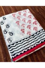 Pure Cotton Dabu Print Handblocked Saree - Image 4