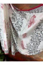 Pure Cotton Dabu Print Handblocked Saree - Image 4