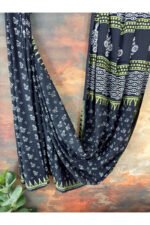 Pure Cotton Dabu Print Handblocked Saree - Image 3