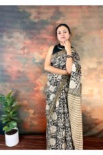 Pure Cotton Handblocked Bagru Print Saree for Effortless Summer Elegance - Image 3