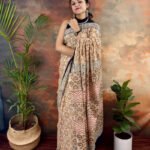 Beige Pure Cotton Handblocked Bagru Print Saree for Effortless Summer Elegance