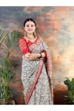 Beige Pure Cotton Handblocked Bagru Print Saree for Effortless Summer Elegance - Image 5