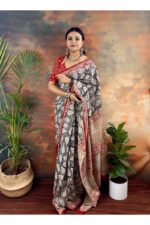 Pure Cotton Handblocked Bagru Print Saree for Effortless Summer Elegance - Image 3