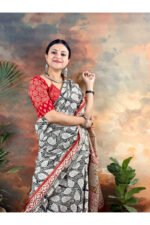 Pure Cotton Handblocked Bagru Print Saree for Effortless Summer Elegance - Image 4