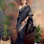 Handblocked Maheshwari Saree