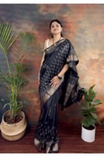 Handblocked Maheshwari Saree