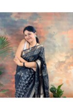 Handblocked Maheshwari Saree - Image 2