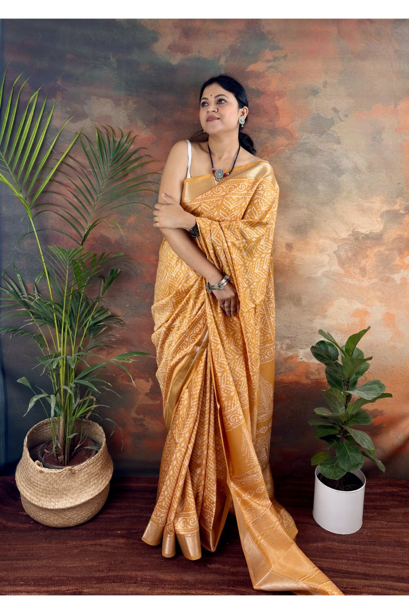 IMG_2298 Handblocked Maheshwari Saree - Image 1