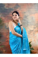 Handblocked Maheshwari Saree