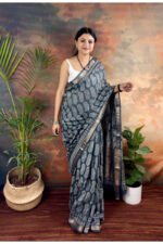 Handblocked Maheshwari Saree - Image 2