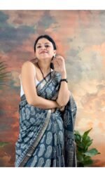 Handblocked Maheshwari Saree - Image 3