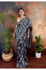 Handblocked Maheshwari Saree - Image 6