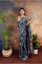 Handblocked Maheshwari Saree - Image 5