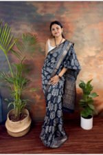 Handblocked Maheshwari Saree