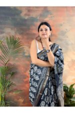 Handblocked Maheshwari Saree - Image 3