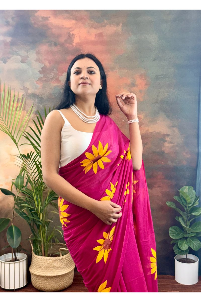 IMG_9690 Handpainted Mul Cotton Saree - Image 1