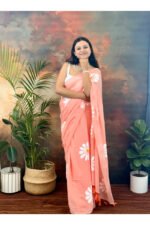 Handpainted Mul Cotton Saree - Image 3