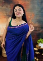 Premium Mul Modal Cotton Saree – Blue & Green Dhupchav Elegance - Image 5