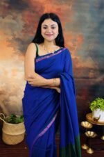 Premium Mul Modal Cotton Saree – Blue & Green Dhupchav Elegance - Image 4